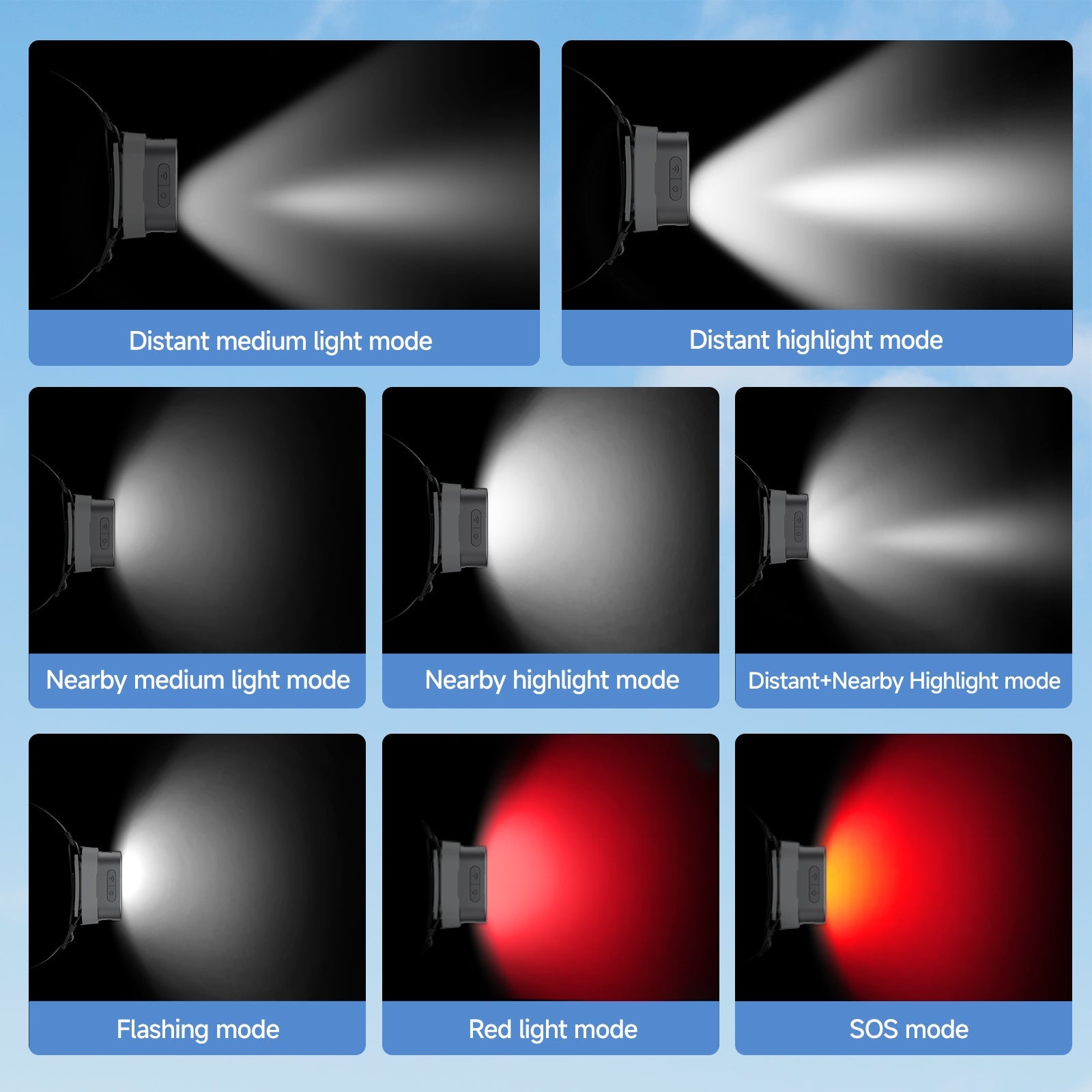 ATUMAN MH1 Multifuction Dual control Head Flashlight Outdoor LED Sensor Hat Clip Lamp