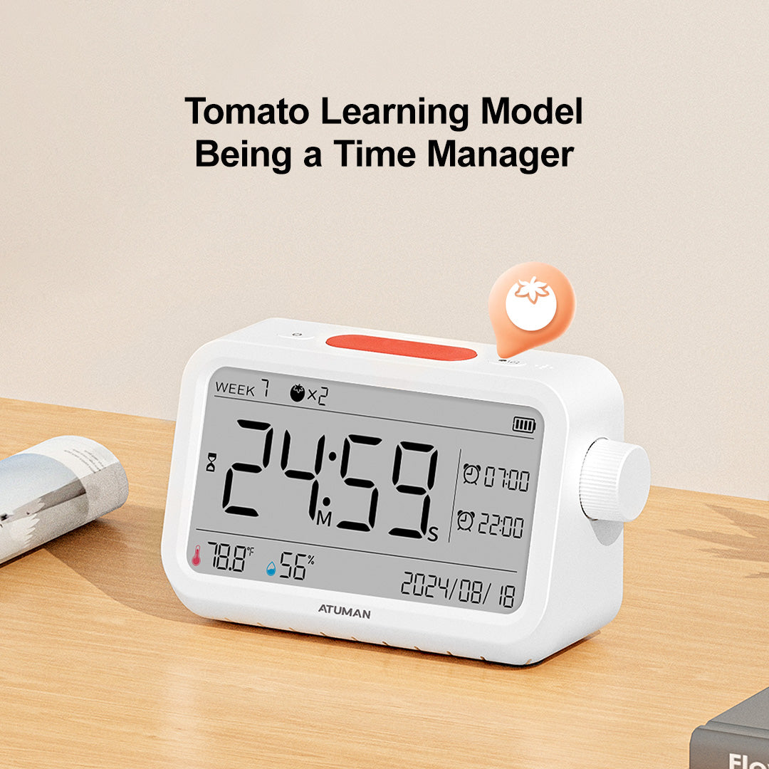 ATuMan MT2 Thermometer Hygrometer with Clock – Indoor Temperature & Humidity Monitor with Alarm and Night Light