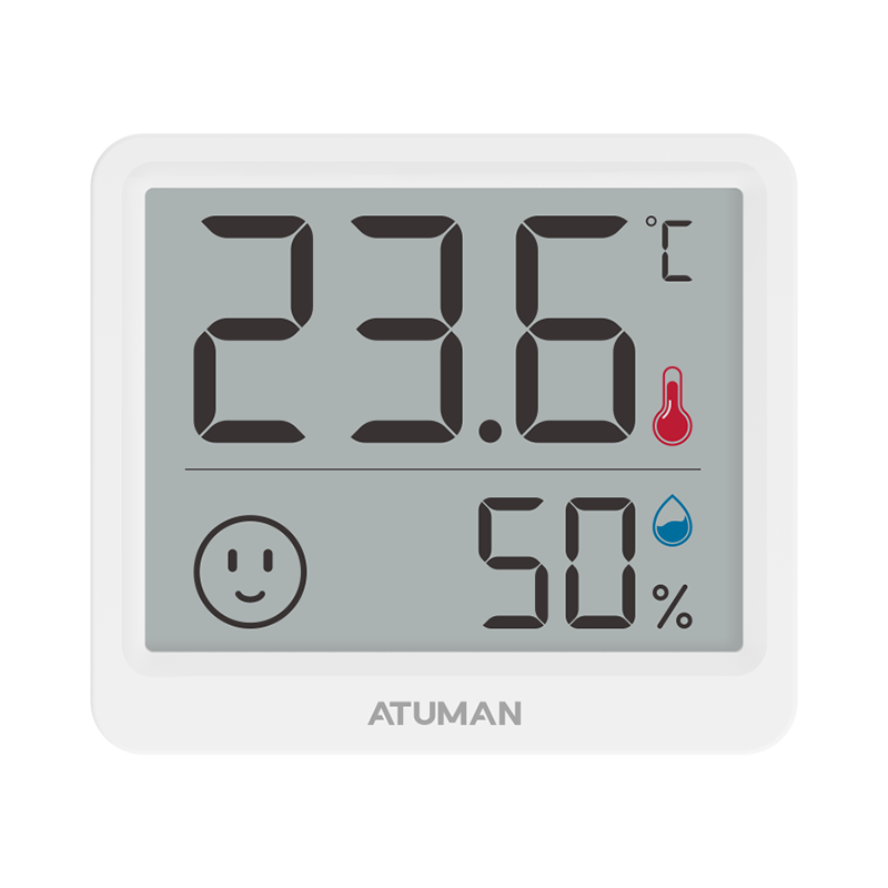 ATuMan Thimini 2.5" LCD Indoor Thermometer Hygrometer with Clock – Digital Temperature & Humidity Monitor