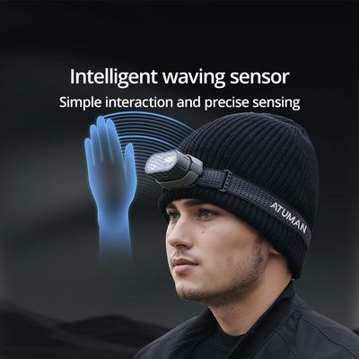 ATUMAN MH1 Multifuction  Dual control Head Flashlight Outdoor LED Sensor Hat Clip Lamp