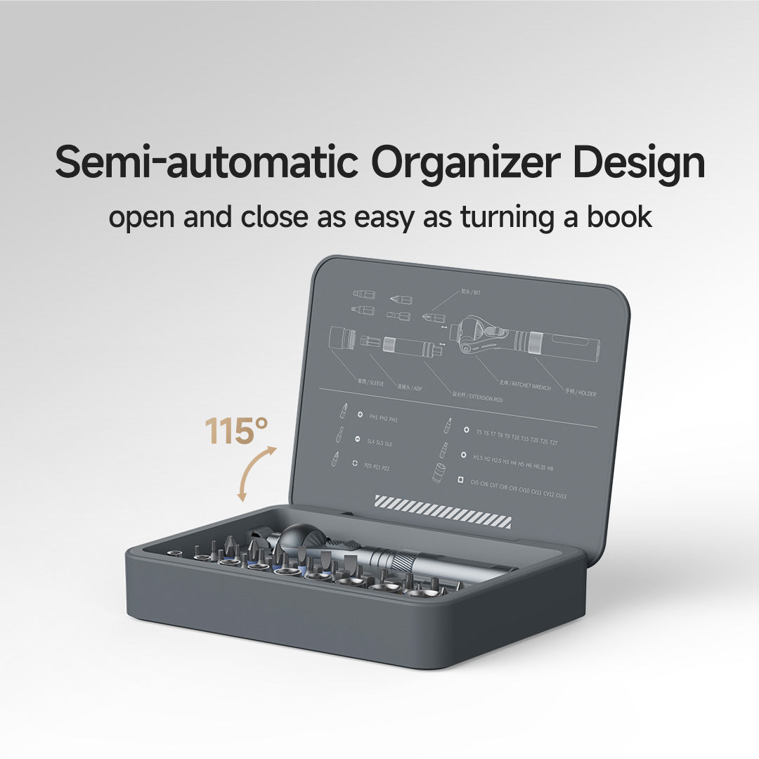 ATuMan RS2 Ratchet Screwdriver Set – 28-Piece S2 Magnetic Bits with Extendable Handle & 180° Ratchet Head
