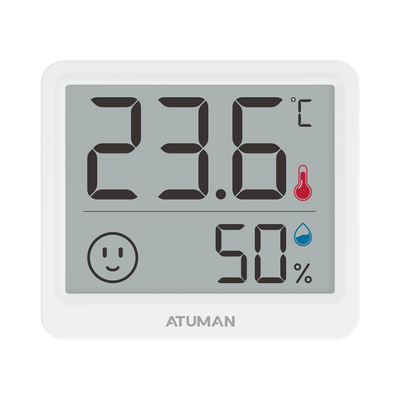 ATuMan Thimini 2.5" LCD Indoor Thermometer Hygrometer with Clock – Digital Temperature & Humidity Monitor
